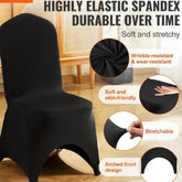 Stretch Spandex Folding Chair Covers, Universal Fitted Arched Front Cover, Removable Washable Protective Slipcovers, for Wedding, Holiday, Banquet, Party, Celebration, Dining (50PCS Black)